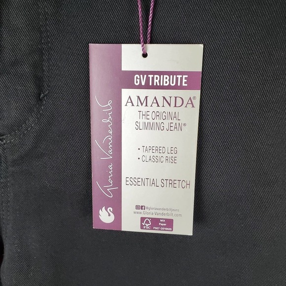 Gloria Vanderbilt Denim Black Amanda The Original Slimming Jeans Size 4 Petite - Picture 2 of 8